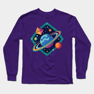 Geometric Saturn in Galaxy Long Sleeve T-Shirt